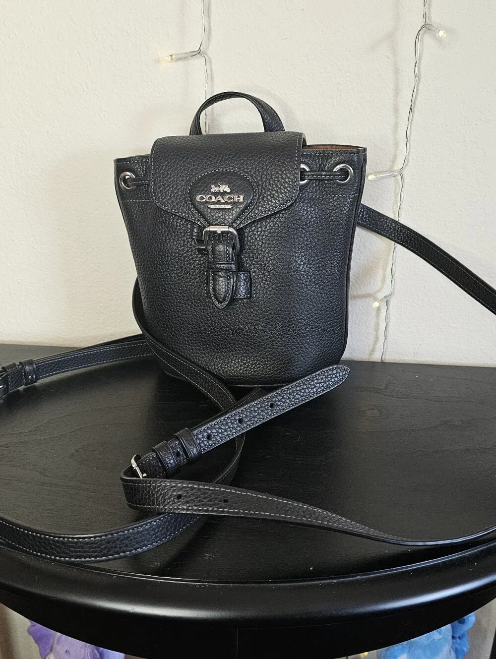 Coach Amelia Convertible Backpack Black Leather Small Crossbody Sling